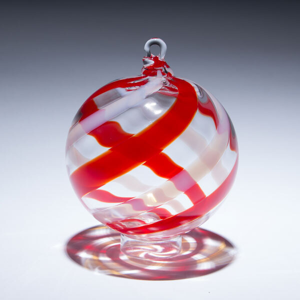 Berry Dream Flurry Red and White Stripe Glass ornament